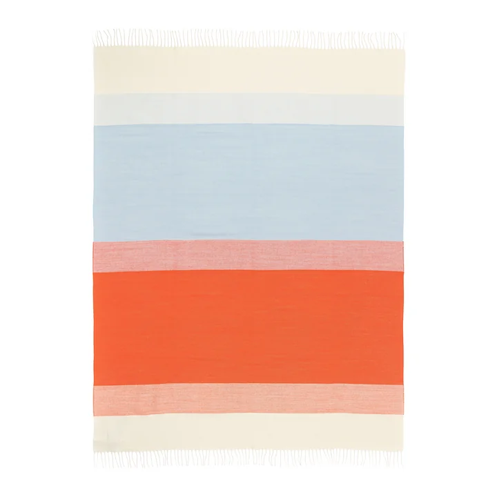 Marimekko - Hennika couverture, 120 x 180 cm, orange / blanc / bleu clair
