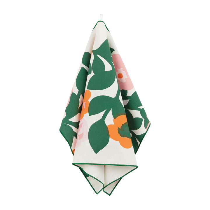 Marimekko - Green Green Torchon, blanc / vert / rose / orange