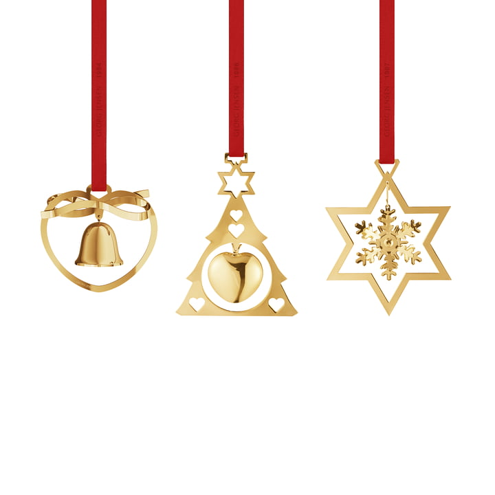 Georg Jensen - Mobile de Noël miniature 2024, doré (lot de 3)