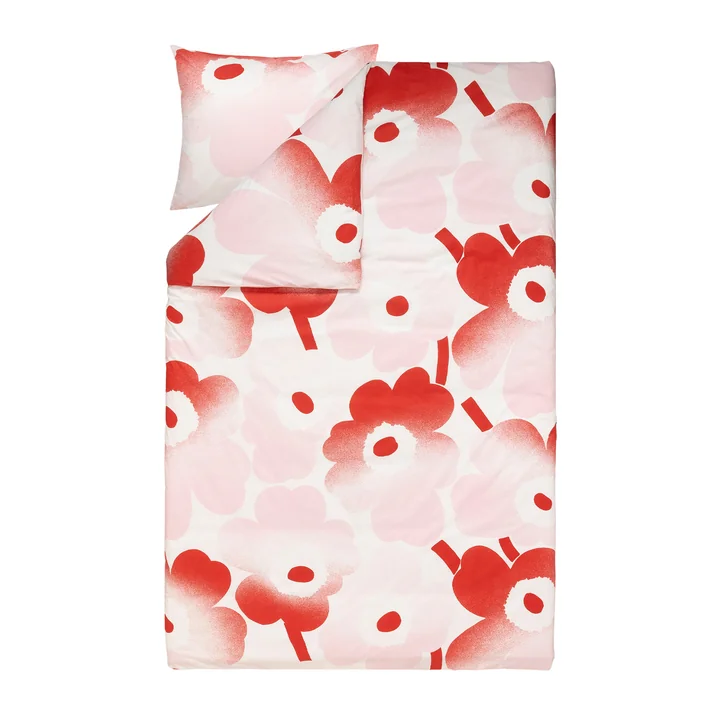 Marimekko - Unikko, linge de lit, rose / rouge (2pcs)