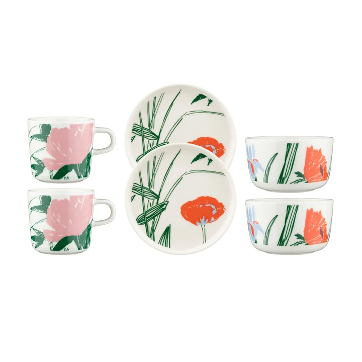 Marimekko - Oiva Puutarhakutsut Set de café, multicolore (6 pièces)