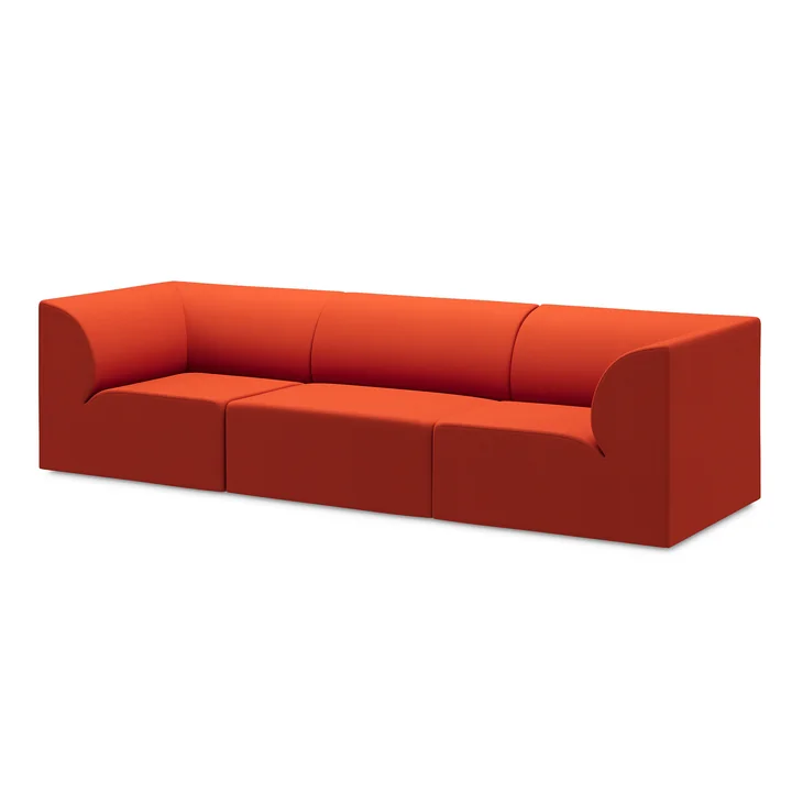 OUT Objets de nos jours - Weber 02 Canapé 3 places, orange pur (Vidar 4 0542 by Kvadrat)