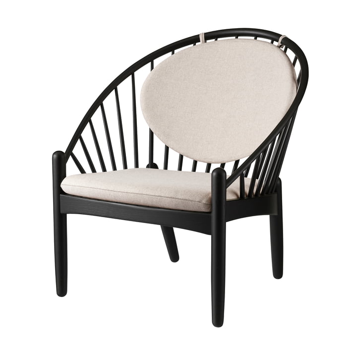 FDB Møbler - J166 Jørna Fauteuil, cadre jet black / beige (Main Line Flax 61)