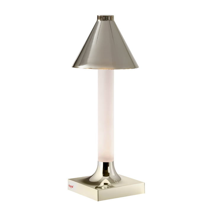 Kartell - Goodnight LED lampe à accu, H 31,5 cm, diffuseur Ø 11,8 cm, champagne brillant