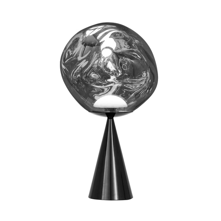 Tom Dixon - Melt Cone Fat LED lampe de table, argent / noir