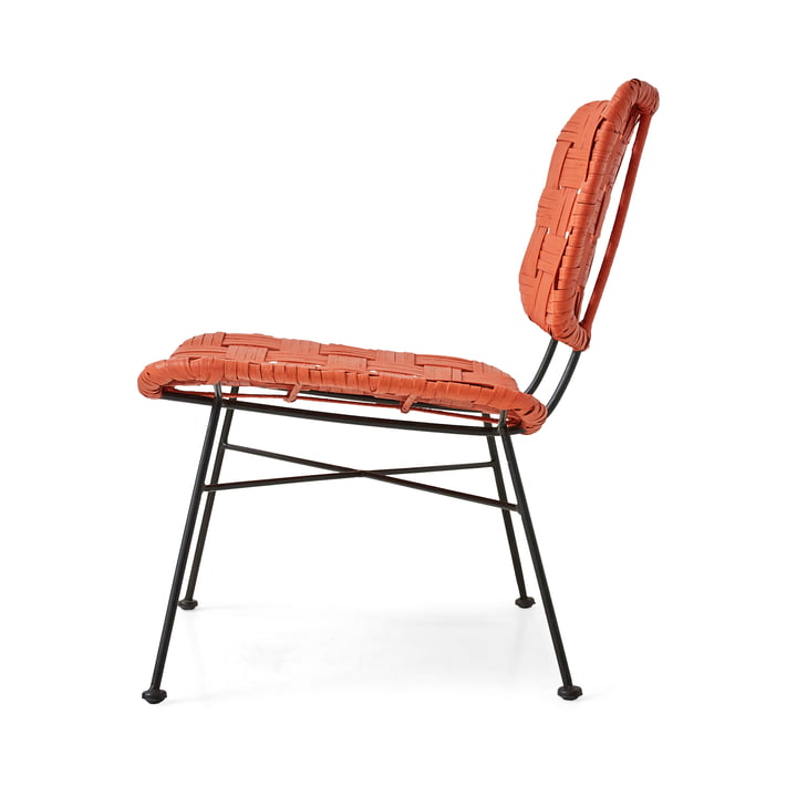 HKliving - Fauteuil lounge en rotin, rouge cerise