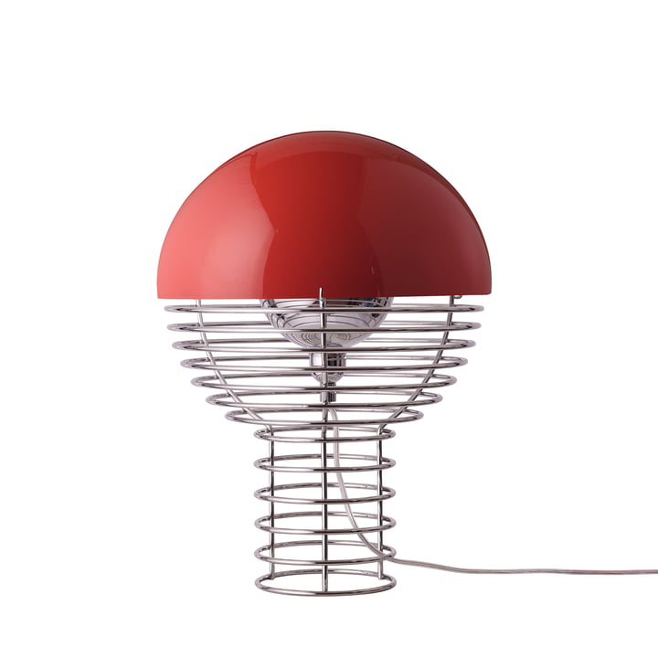 Verpan - Wire Lampe de table Ø 30 cm, chrome / rouge