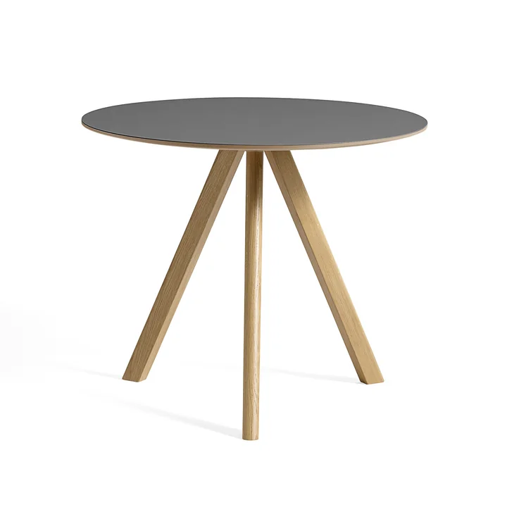 HAY - Copenhague CPH20 2. 0 Table Ø 90 cm, chêne laqué / linoléum gris