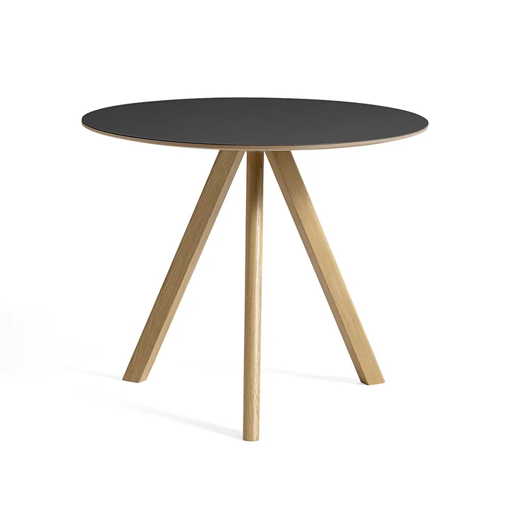 HAY - Copenhague CPH20 2. 0 Table Ø 90 cm, chêne laqué / linoléum noir