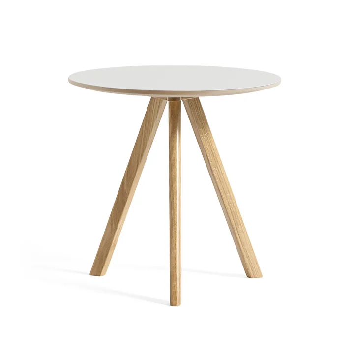 HAY - Copenhague CPH20 2. 0 Table d'appoint Ø 50 cm, chêne laqué avec linoléum, blanc cassé