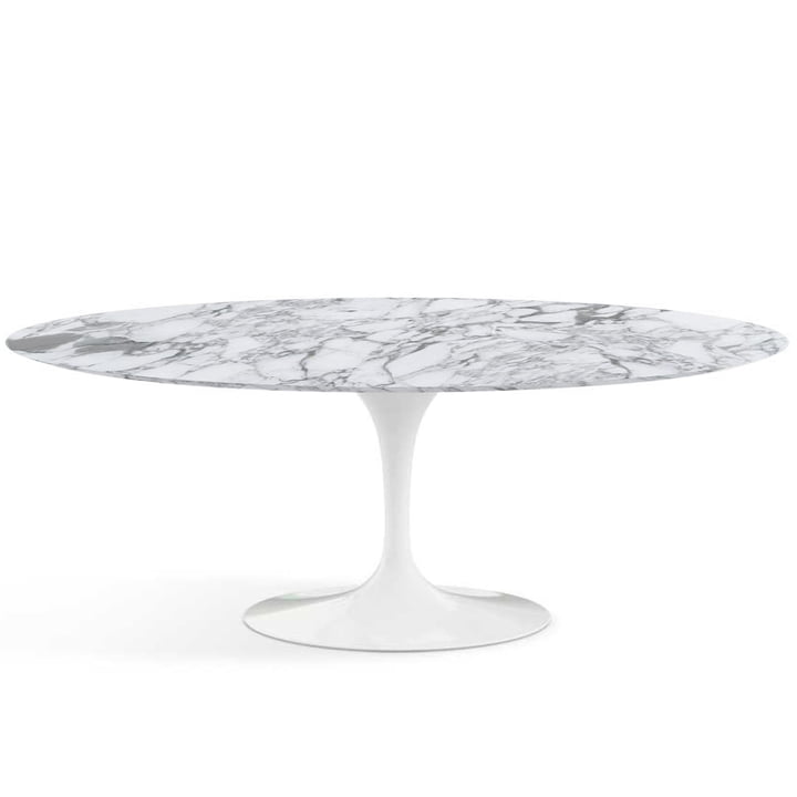 Knoll - Saarinen Tulip Table de salle à manger ovale Ø 198 cm, blanc / Mamor Arabescato