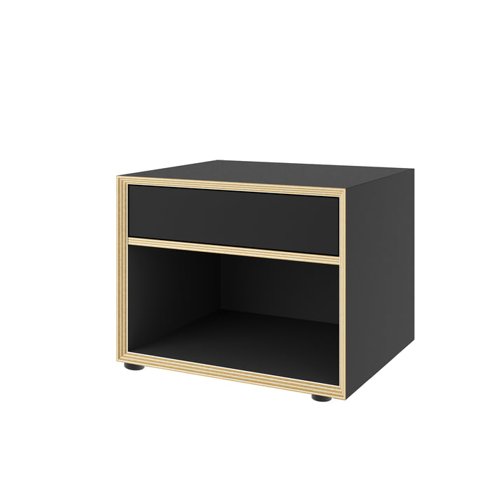 Müller Small Living - Vertiko petite commode avec tiroir en haut, noir mat