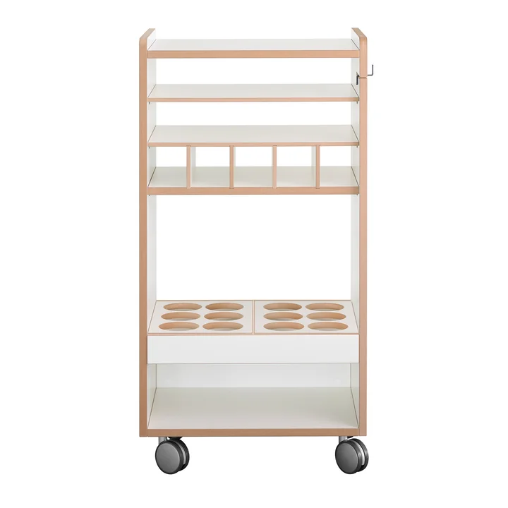 Tojo - Fahrbar Chariot à roulettes avec insert pour bouteilles debout et couché, blanc