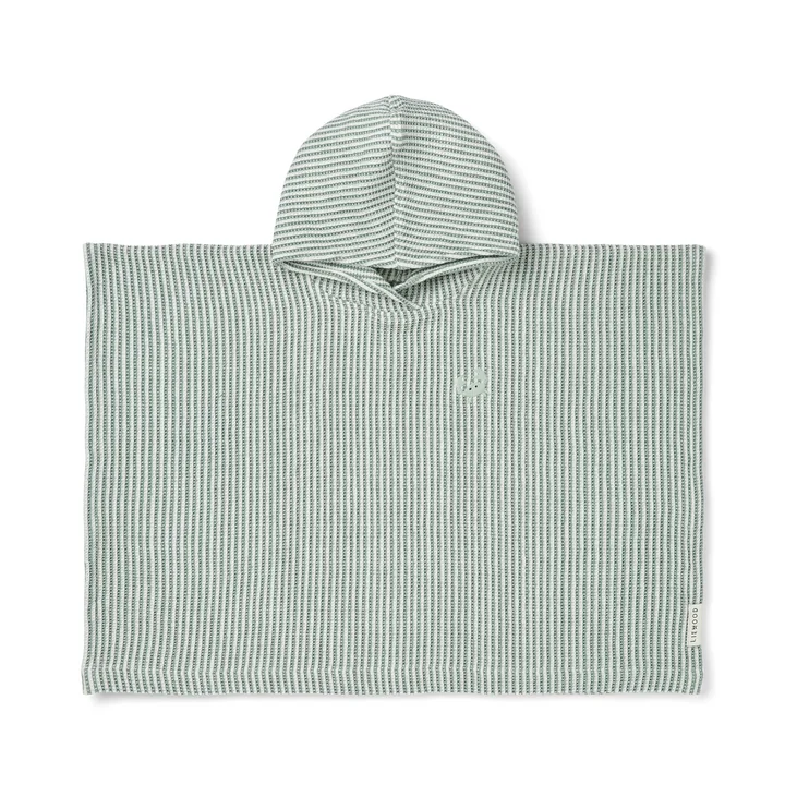 LIEWOOD - Paco Poncho de bain, rayé, peppermint / crème de la crème