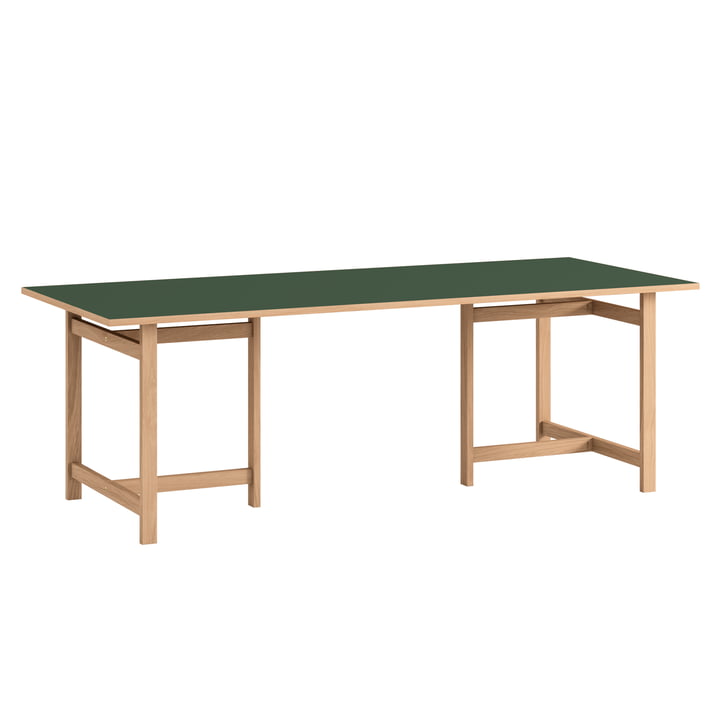 Moebe - Table de salle à manger, 90 x 220 cm, chêne naturel / vert