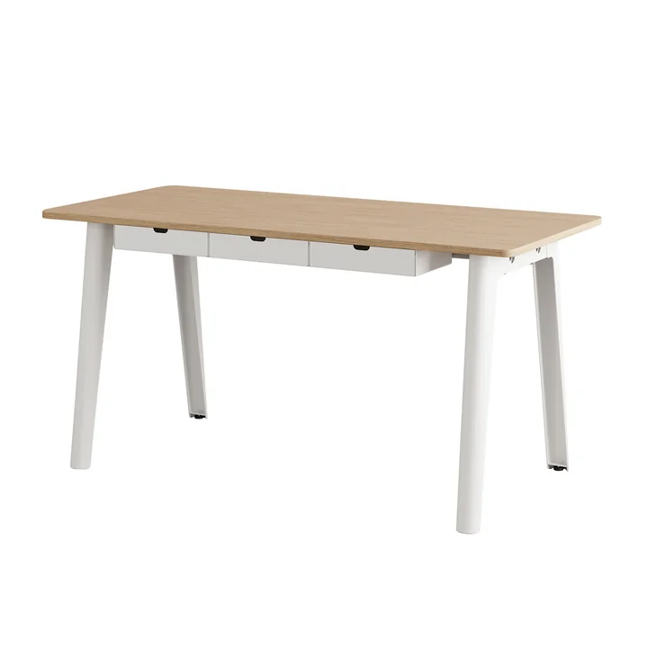 TipToe - NEW MODERN Bureau avec tiroirs, 75 x 150 cm, bouleau / cloudy white
