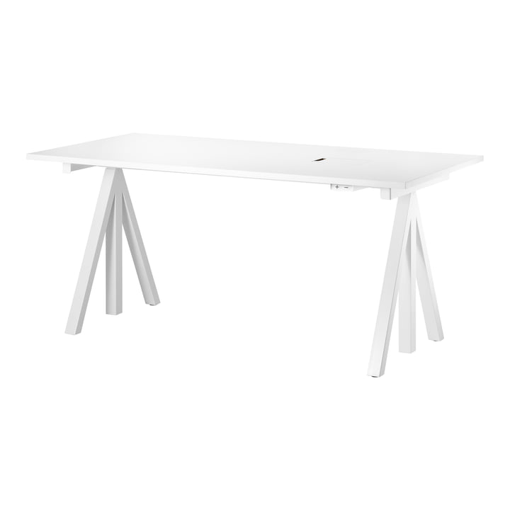 String - Works Bureau, réglable en hauteur, blanc, plateau 160 x 78 cm