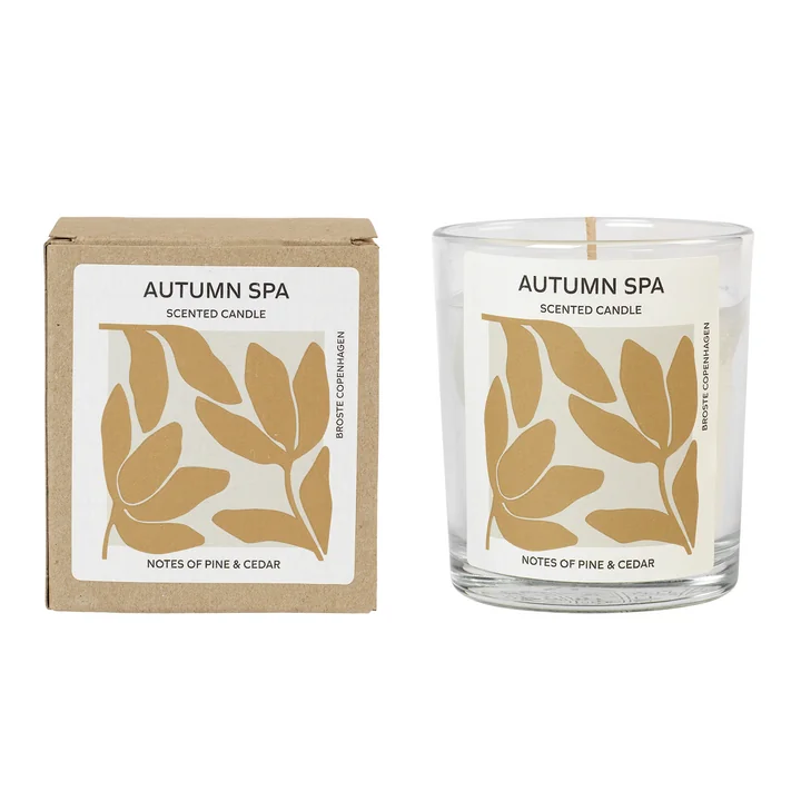 Broste Copenhagen - Bougie parfumée Autumn Spa, Ø 7,4 x H 8,3 cm, blanc