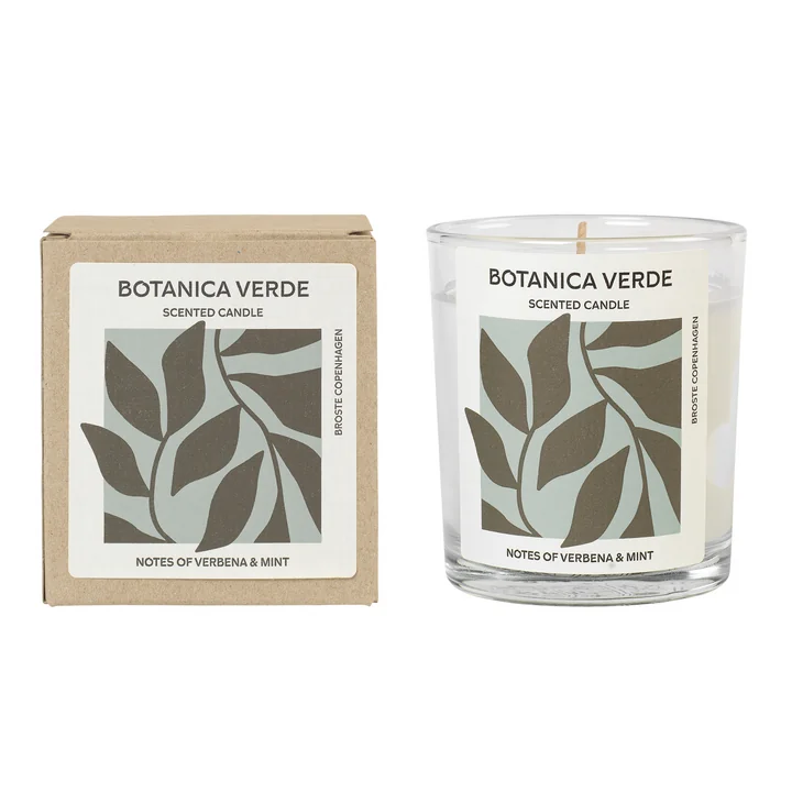 Broste Copenhagen - Botanica Verde Bougie parfumée, Ø 7,4 x H 8,3 cm, blanc
