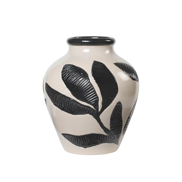 Broste Copenhagen - Herbert Vase Ø 25 x 30 cm, noir / rainy day grey