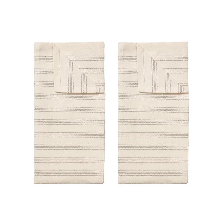 Broste Copenhagen - Karl Torchon à vaisselle 50 x 70 cm, gris foncé / naturel (lot de 2)