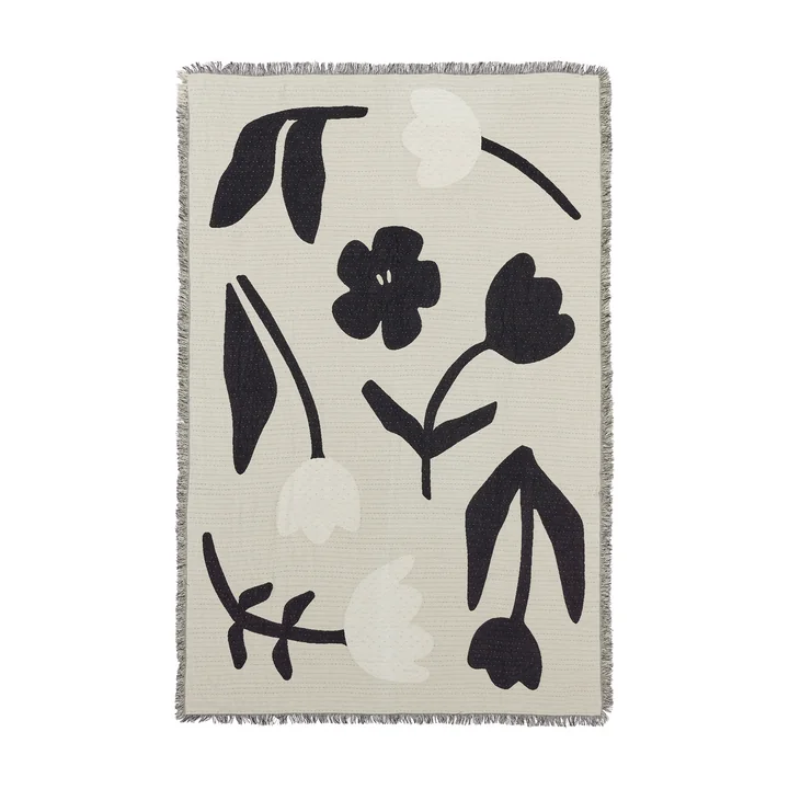 Broste Copenhagen - Rosita Couverture, 130 x 180 cm, noir / blanc cassé