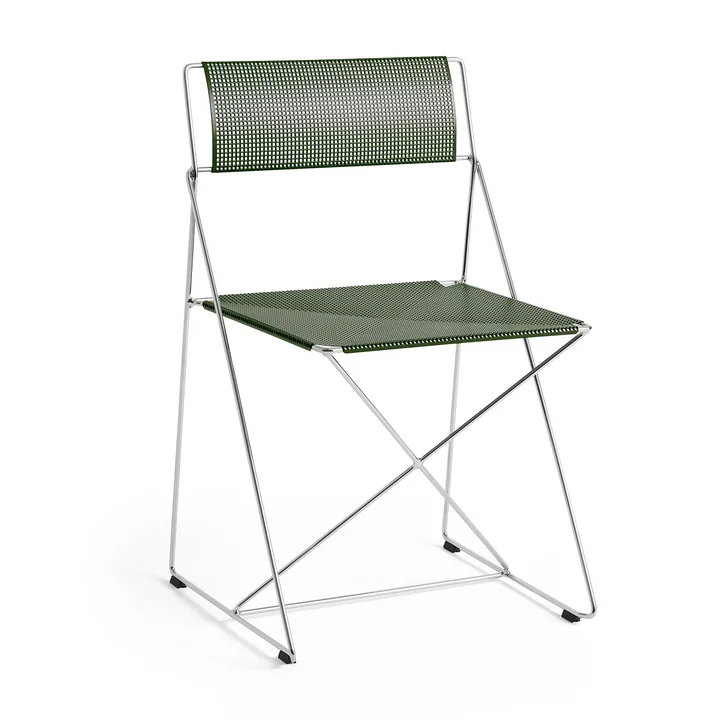 HAY - X-Line Chaise, Indoor, chromé / autumn green