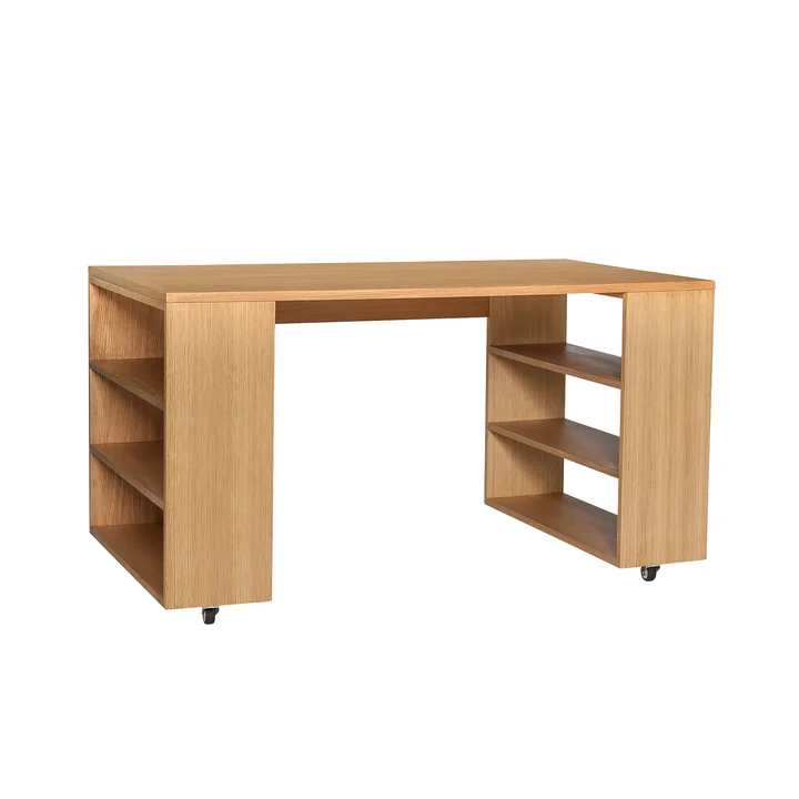Hübsch Interior - Bureau Utility avec roulettes, chêne