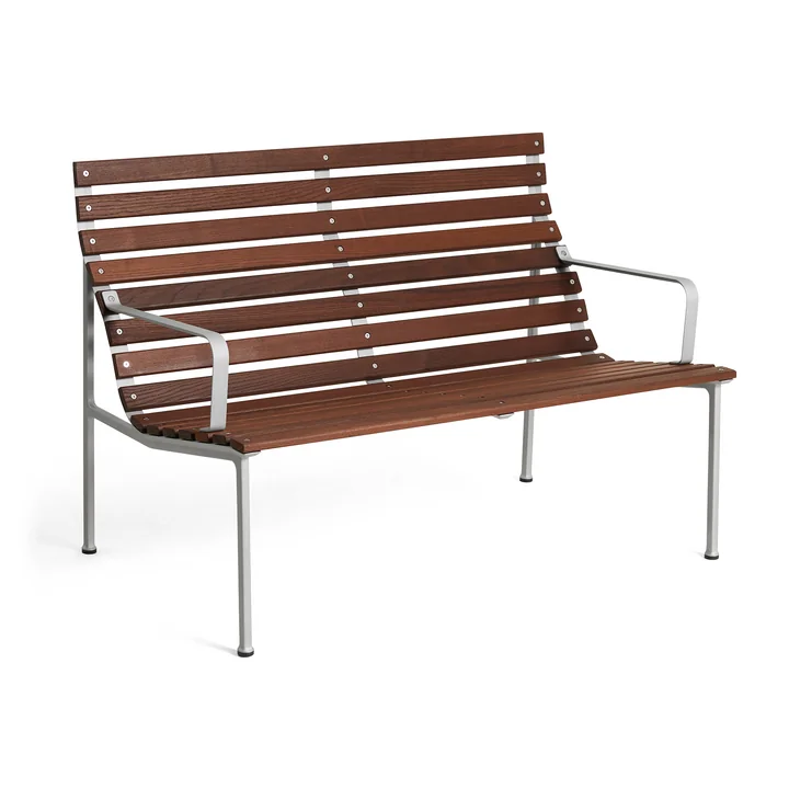 HAY - Traverse Lounge Bench, avec accoudoirs, aluminium / frêne huilé