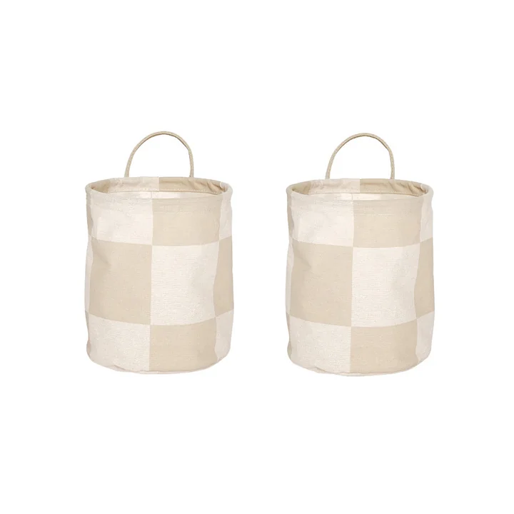 OYOY - Chess Panier de rangement, Ø 18 cm, argile / blanc cassé (lot de 2)