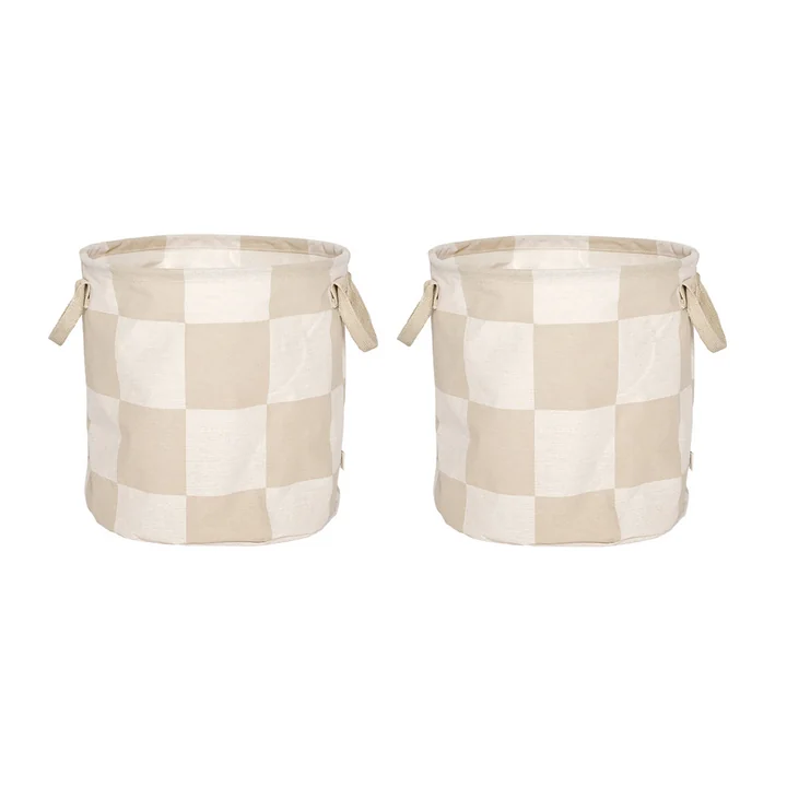 OYOY - Chess Panier de rangement, Ø 32 cm, argile / blanc cassé (lot de 2)