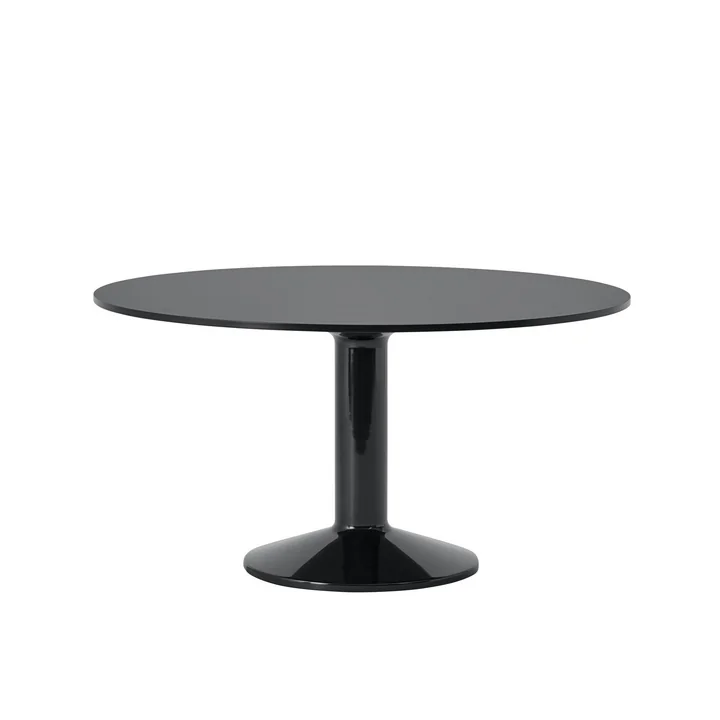 Midst Table de salle à manger, Ø 140 cm, linoléum noir / noir de Muuto