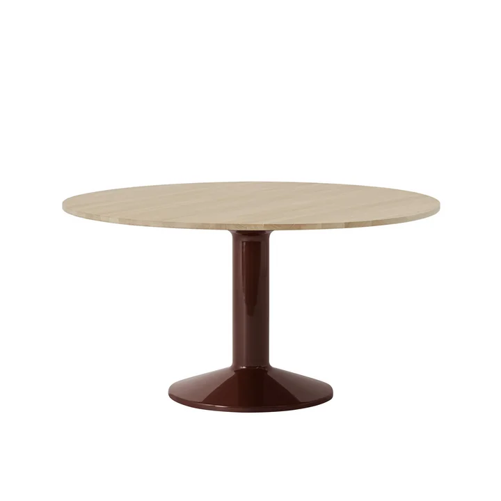 Midst Table de salle à manger, Ø 140 cm, chêne huilé / rouge foncé de Muuto