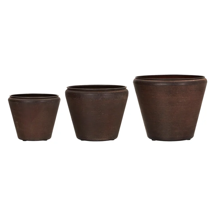 House Doctor - Funnel Pot de fleurs, brun (set de 3)