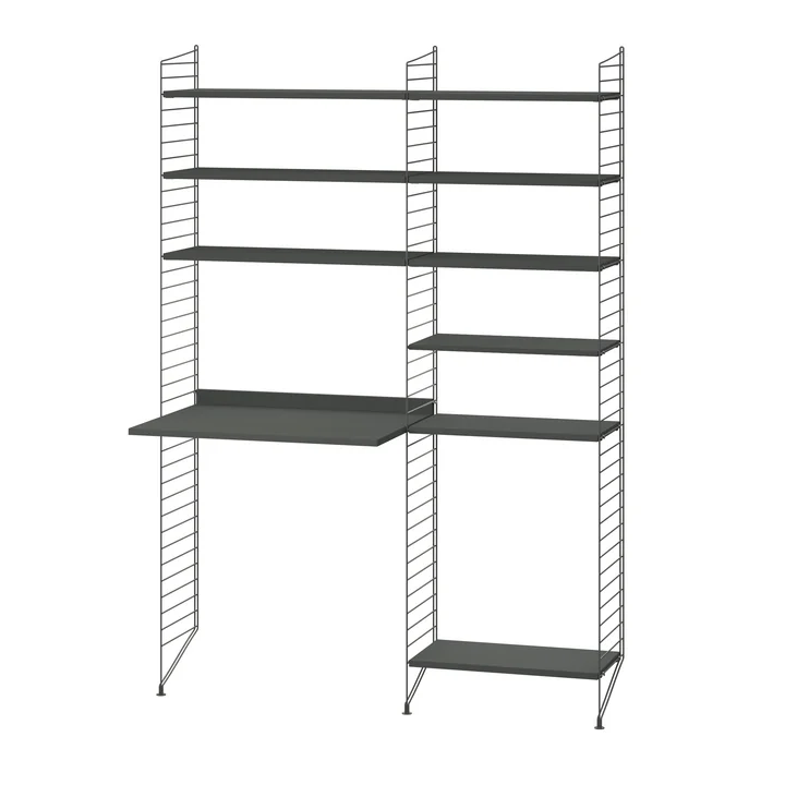 String - Combinaison de postes de travail, 140 x 200 x 30 cm, gris foncé / gris foncé