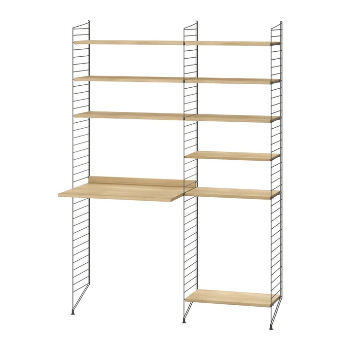 String - Combinaison de postes de travail, 140 x 200 x 30 cm, chêne / gris foncé