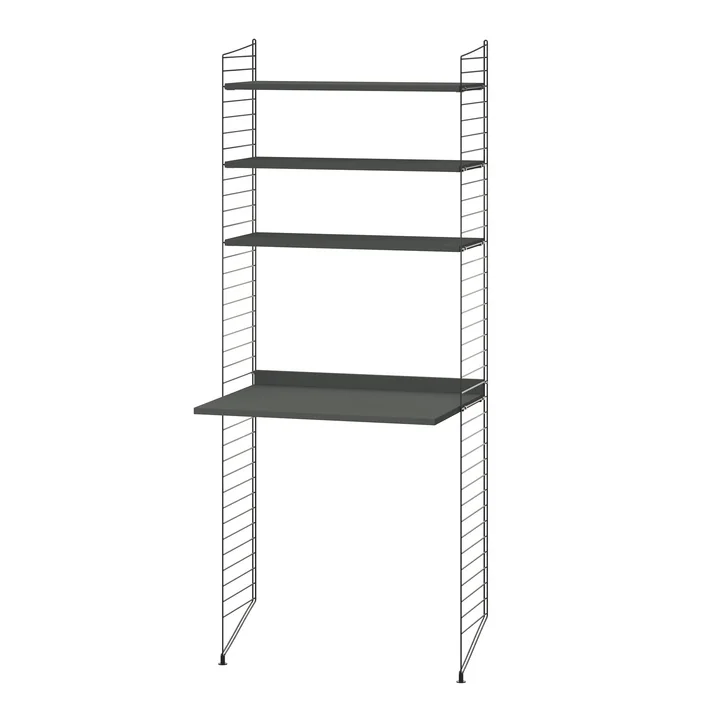 String - Combinaison de postes de travail, 78 x 200 x 30 cm, gris foncé / noir