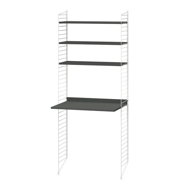 String - Combinaison de postes de travail, 78 x 200 x 30 cm, gris foncé / blanc