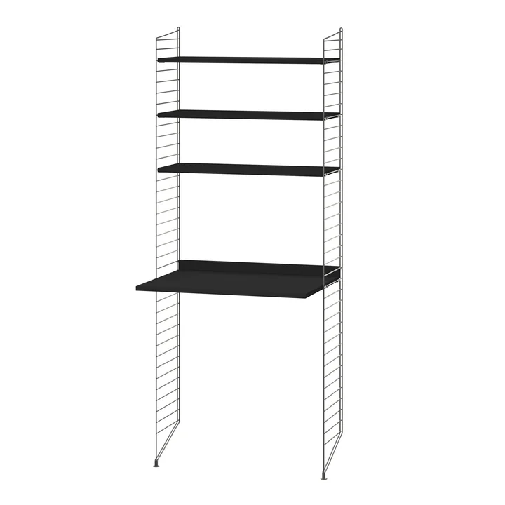 String - Combinaison de postes de travail, 78 x 200 x 30 cm, teinté noir / gris foncé