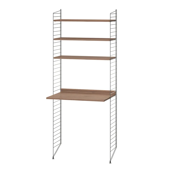 String - Combinaison de postes de travail, 78 x 200 x 30 cm, noyer / gris foncé