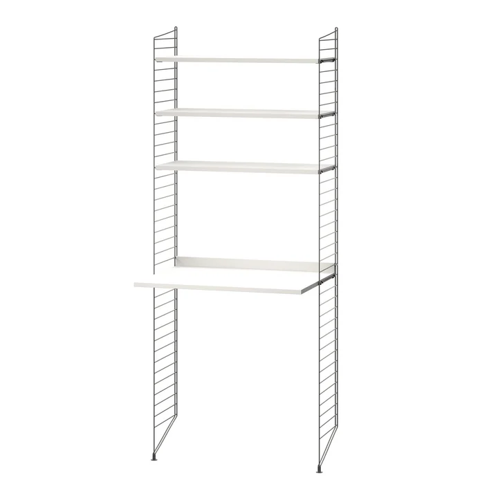 String - Combinaison de postes de travail, 78 x 200 x 30 cm, blanc / gris foncé