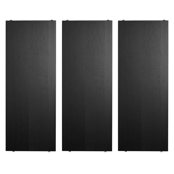 String - Étagère 78 x 30 cm (pack de 3), frêne teinté noir