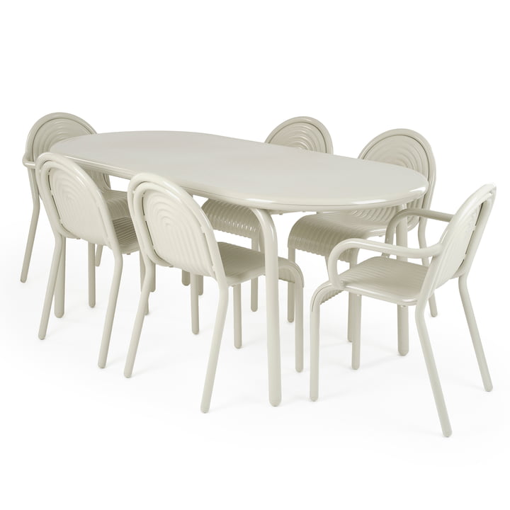 Tom Dixon - Groove Table et chaises, putty