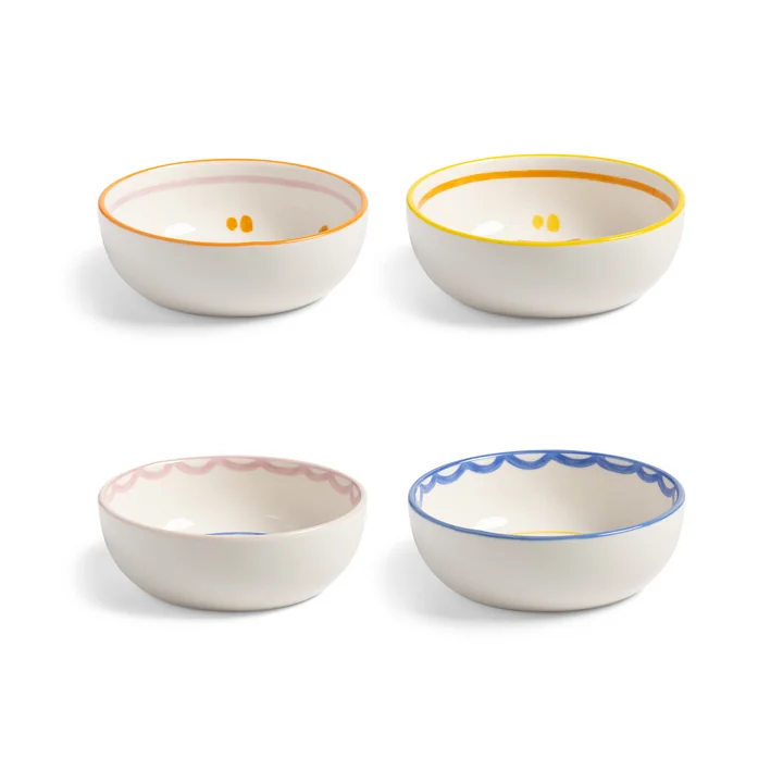 & klevering - Boavista Coupe Ø 12,5 cm, blanc / bleu / jaune (set de 4)