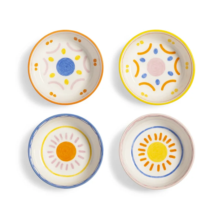 & klevering - Boavista Coupe Ø 12,5 cm, blanc / bleu / jaune (set de 4)