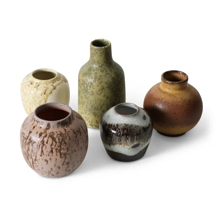 HKliving - 70's Vases en céramique, pursuit (set de 5)