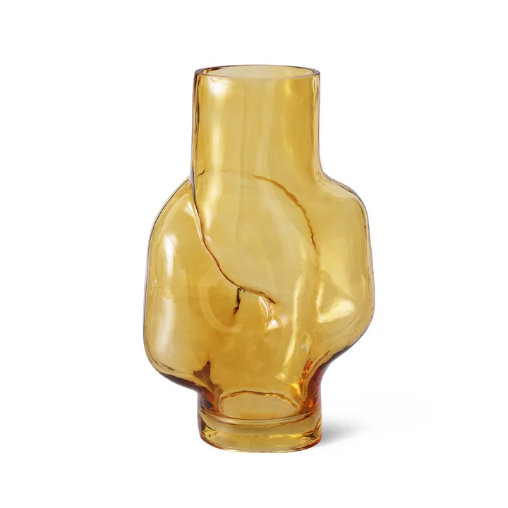 HKliving - Gleam Vase en verre high, amber