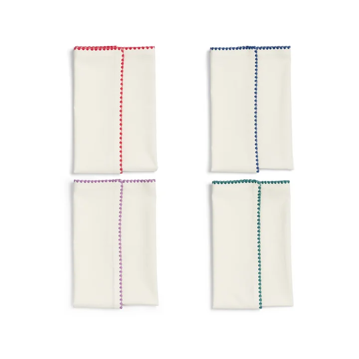 & klevering - Zigzag Serviette de table, 45 x 45 cm, multicolore (lot de 4)