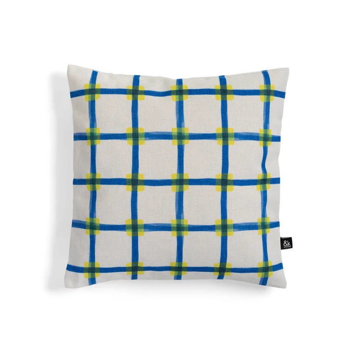 & klevering - Clash Coussin 40 x 40 cm, bleu / jaune