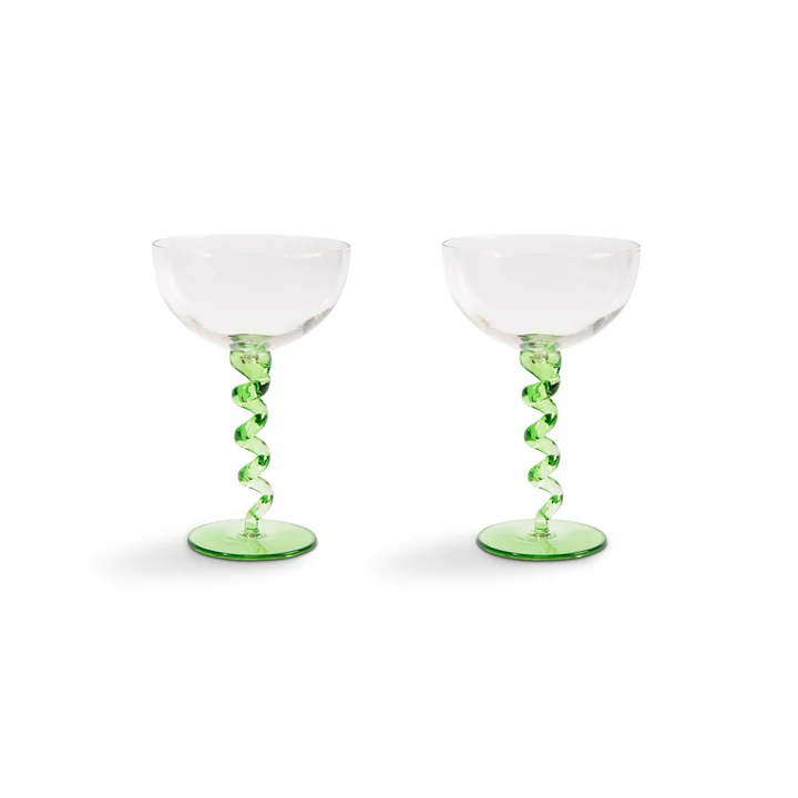 & klevering - Coupe Spiral Flûte à champagne, 0,2 L, vert (lot de 2)